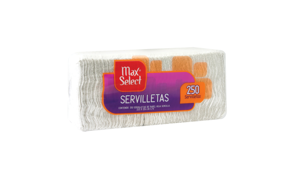 Servilleta Hoja Sencilla Max Select 250.0 - Pza Fashion