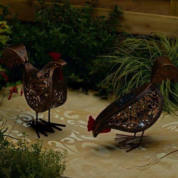 Metal Scroll Hens Solar Garden Lights -2 Pack Online