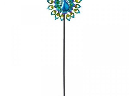 Peacock Wind Spinner with Solar Crackle Globe Light Online now