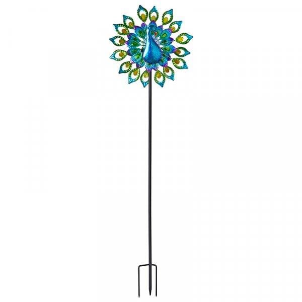 Peacock Wind Spinner with Solar Crackle Globe Light Online now