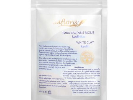 Saflora Baltasis molis 100% grynas kaolinitas 100 g Supply